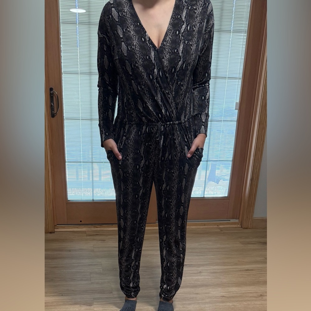 Veronica M snakeskin jumpsuit